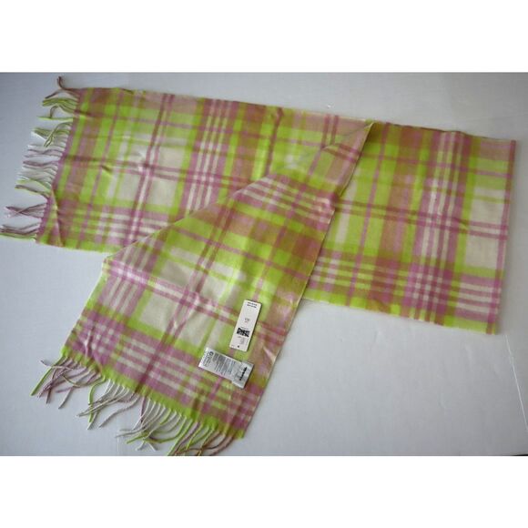 Maeve x Anthropologie Women's Pink Combo Plaid Cozy Fringe Cashmere/Wool Scarf - Picture 3 of 9